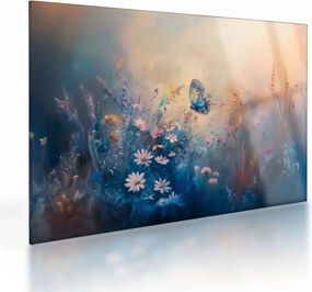 Obraz na szkle - Łąka z motylem (70x50 cm)