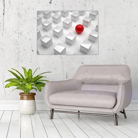 Obraz na szkle abstrakcji - sześcian z kulą (70x50 cm)