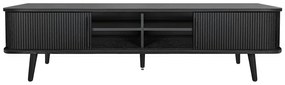 Czarna szafka pod TV w dekorze dębu 178x50x40 cm Rove – Woodman