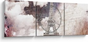 Obraz - Wieża Eiffla, Paryż, Francja (z zegarem) (90x30 cm)