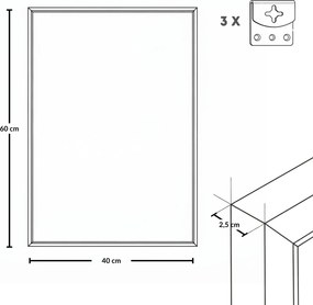 Prostokatne lustro wiszące AXION, 60 x 40 cm, czarne