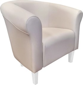Fotel Milo tkanina Eko-skóra elegancki fotel do salonu i gabinetu : Kolor nogi - Biała, Kolor tkaniny - EKO-SKÓRA - 18D, Wysokość nogi - 15 cm