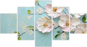 Obraz - Kwiatki na niebieskim tle (125x70 cm)