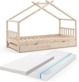 Łóżko domowe naturalne drewno 208x97x148 design