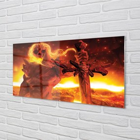 Szkło do Kuchni na Ścianę Tajemnicza Postać z Mieczem