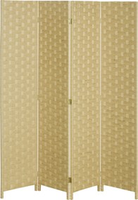 HOMCOM Parawan 4-częściowy 160 x 170 cm, przegroda z włókna falistego do salonu, brązowy | Aosom PL