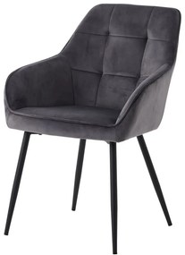 Szare aksamitne krzesła z podłokietnikami zestaw 2 szt. Nolan Square – Unique Furniture