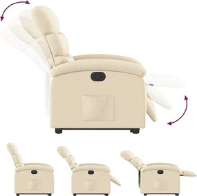 Elektryczny fotel relaksacyjny kremowy z funkcją podnoszenia i automatycznego pochylenia
