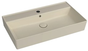 Umywalka ceramiczna nablatowa / wisząca beżowa z półką i otworem na baterie 80 x 45 cm LERA Ivory