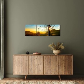 Obraz wschodu słońca (z zegarem) (90x30 cm)