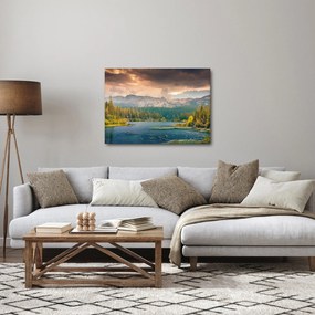 Obraz górskiej rzeki i gór (70x50 cm)