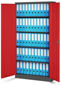 Zestaw 4x biurowa szafa metalowa na akta JAN H, 900 x 1950 x 400 mm, antracytowo-czerwona