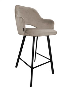 Hoker Milano krzesło barowe tkanina Welur podstawa metalowa : Kolor nogi - Czarna profil, Kolor tkaniny - VELVET - MG09, Typ siedziska - Siedzisko stałe