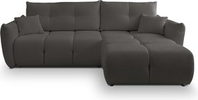 Masseno Narożnik MODA z funkcją spania i pojemnikiem na pościel Narozniki L, Rozkładana sofa - Grafitowy, SICURO 80