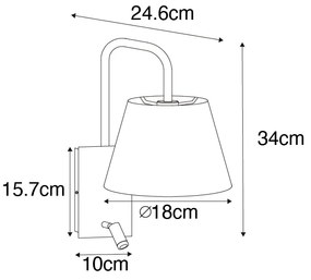 Nowoczesna lampa ścienna biało-brązowa z lampką do czytania - Renier Nowoczesny Oswietlenie wewnetrzne