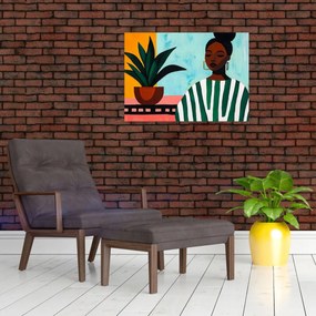 Obraz - Kobieta z kwiatem (70x50 cm)