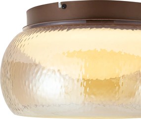 Lampa sufitowa Art Deco brązowa z bursztynowym szkłem z LED ściemnialna 3-stopniowo - Thimble