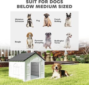 PawHut Buda dla psa z dachem dwuspadowym, odporna na warunki atmosferyczne, z tworzywa sztucznego, 65 x 75,7 x 63 cm, Szary