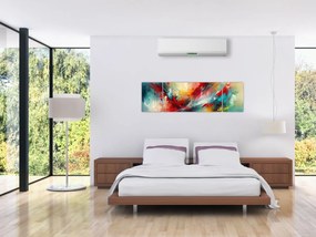 Obraz – Abstrakcja z czerwienią (170x50 cm)