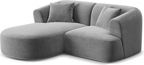 Jasnoszary aksamitny narożnik (lewostronny/z szezlongiem) Campi – Cosmopolitan Design