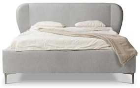 Jasnoszare tapicerowane łóżko dwuosobowe ze stelażem 160x200 cm Makana – Makamii
