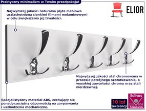 Minimalistyczny Wieszak Ścienny Biel Alpejska + Chrom B0-L99