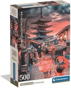 Puzzle Clementoni Soirée à Kyoto 500 elementów, format poziomy 49x36 cm, wielokolorowe, dla dorosłych z dołączonym plakatem