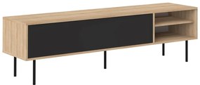 Czarna szafka pod TV w dekorze dębu 165x40 cm Ampère – TemaHome