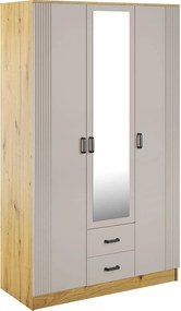 Szafa skandynawska z lustrem dąb artisan + kaszmir S7-A27