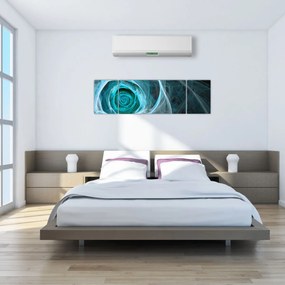 Obraz - Abstrakcyjny różowy niebieski z czarnym tłem (170x50 cm)