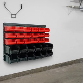 Wiszący organizer warsztatowy ORDER, 30 pudełek, 64x2x38cm, czerwona/czarna Jurhan