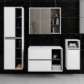 Zestaw mebli łazienkowych wiszących z otworami AKORD VAMI Biały, Grafit Szary 5 drzwi 21 półek 2 szuflady
