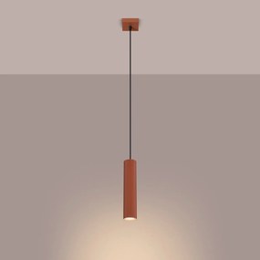 Lampa wisząca KARBON 1 ochra czerwona ryflowana SOLLUX  LIGHTING