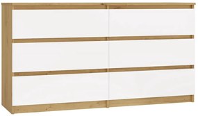Stylowa komoda w nowoczesnym stylu biały + dąb artisan - Berta 2X 140 cm