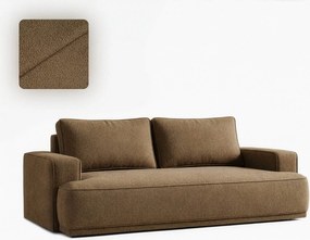 Sofa z Funkcją Spania CAMELIA Brązowa Boucle Nowoczesna