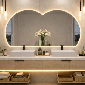 Lustro dekoracyjne z podświetleniem MOON Twin LED| Różne rozmiary | Różne kolory : Kolor tafli szkła - Srebrny, Rozmiar - 180x87