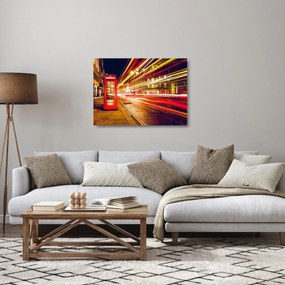 Obraz na szkle - czerwona budka telefoniczna w Londynie (70x50 cm)