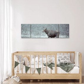 Obraz - Łoś w śnieżnym lesie (170x50 cm)