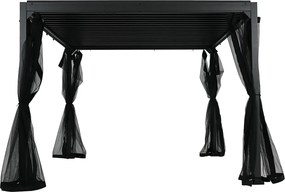 PERGOLA ALUMINIOWA 3X4X2,3 M ZE STALOWYM DACHEM I ZASŁONAMI ANTRACYT