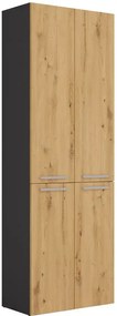 Szafka łazienkowa z koszami antracyt + dąb artisan - Kemi 4X