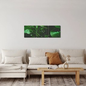Obraz - Liście palmowe (z zegarem) (90x30 cm)