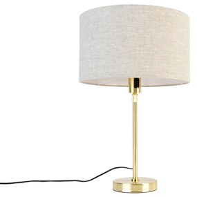 Lampa stołowa złota regulowana z kloszem jasnoszarym 35 cm - ParteDesignerski Oswietlenie wewnetrzne