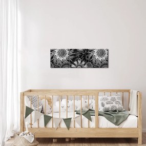 Obraz - Czarne i białe osty (z zegarem) (90x30 cm)