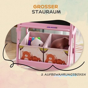 AIYAPLAY 2-w-1 Sztaluga Malarska dla Dzieci z Tablicą Kreidową i Białą, Pojemniki na Akcesoria, dla Dzieci w Wieku 3-8 Lat, Różowa