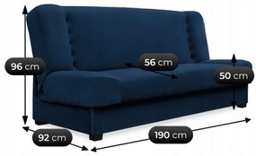 Sofa z Funkcją Spania PIANO Rozkładana Wersalka Dwuosobowa Granatowa Nowoczesna do Salonu