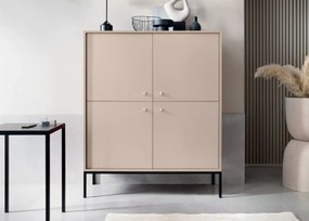 Gerra – elegancka komoda na wysokich metalowych nogach, 4-drzwiowa w kolorze beżowym lub granatowym