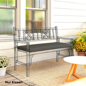 Outsunny Wodoodporna poduszka na ławkę, poduszka na zewnątrz ze zdejmowanym pokrowcem i paskami mocującymi, na ogród i taras, 110 x 46 cm, ciemnoszara | Aosom PL
