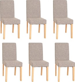 Krzesło do jadalni Littau (zestaw 6 sztuk),  tekstylny, szary, jasne nogi
