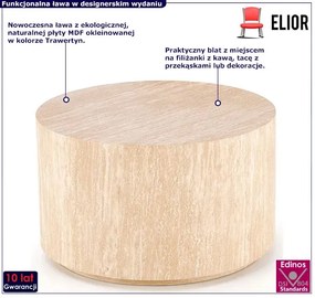 Ława kawowa z okrągłym blatem trawertyn Z7-B38