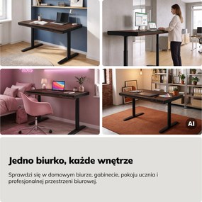 Biurko elektryczne sit-stand z szufladą i ładowarką bezprzewodową Qi czarne/orzech, 1200 mm: ELLIS